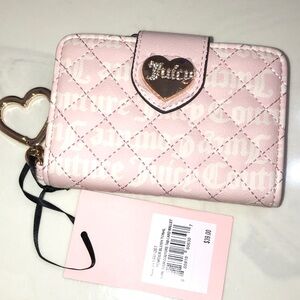 Juicy Couture Quilted Powder Blush Tonal Love Your Couture Tab Card Wallet NWT